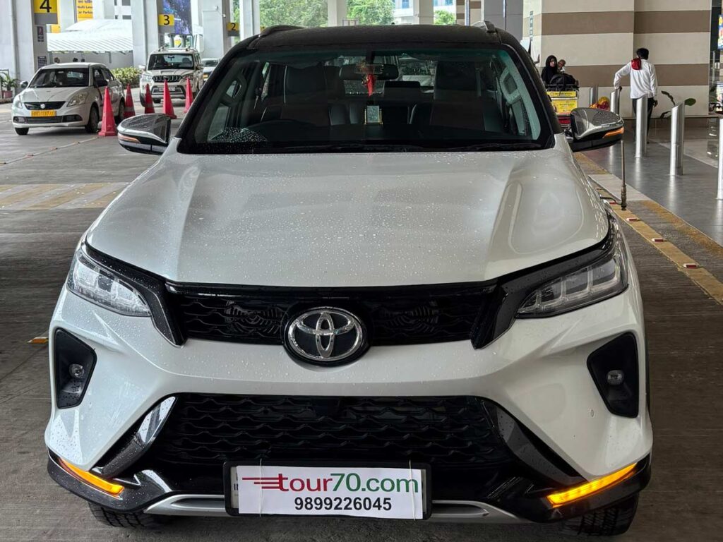 New Toyota Fortuner Legender with driver for hire in Patna. Tour70's new Toyota Fortuner Legender. A new Toyota Fortuner Legender, one of the vehicles used on this Bihar trip.